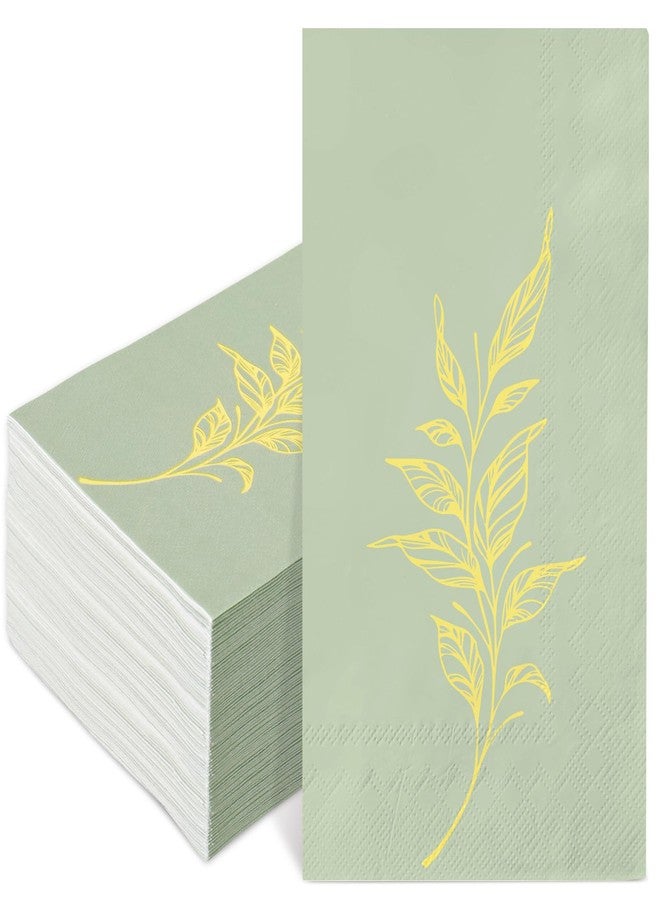 JarThenaAMCS 100Pcs Sage Green Guest Napkin Greenery Paper Disposable Dinner Hand Towel Napkin for Home Kitchen Bathroom Holiday Party Supplies - Image 1